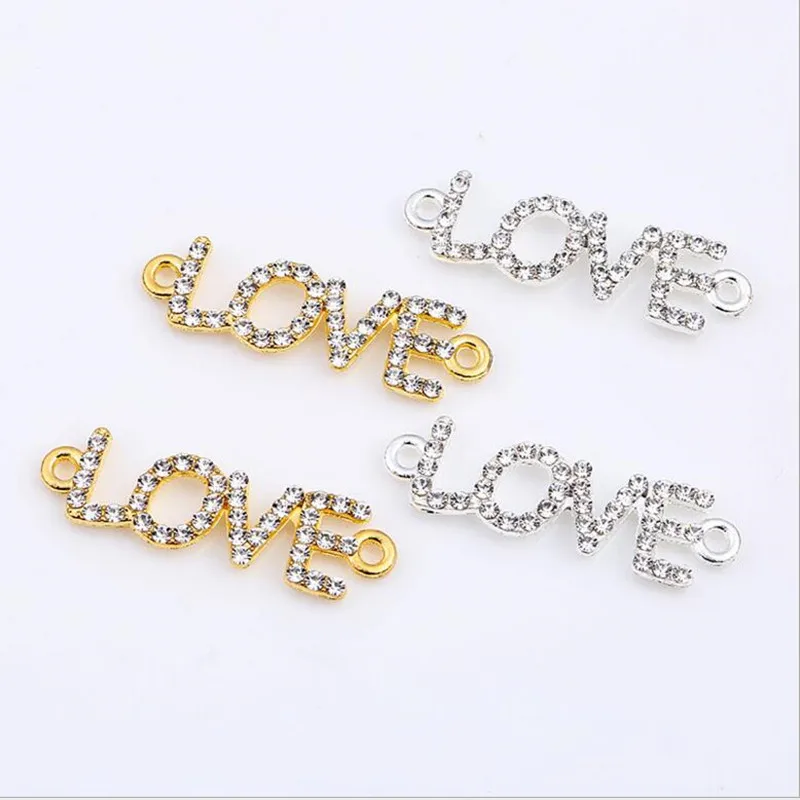 10pcs Silver/Gold Clear Rhinestone Love Letters Necklace Bracelet Connectors Clasps Charms Pendants for DIY Jewelry Making Z798
10pcs Silver/Gold Clear Rhinestone Love Letters Necklace Bracelet Connectors Clasps Charms Pendants for DIY Jewelry Making Z798