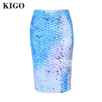 KIGO Womens Summer Style Sexy Blue Mermaid Print High Waist Pencil Skirt Slim Bodycon Skirt Back Split Saia Midi KH1145H
KIGO Womens Summer Style Sexy Blue Mermaid Print High Waist Pencil Skirt Slim Bodycon Skirt Back Split Saia Midi KH1145H