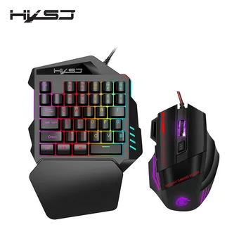 

HXSJ 35Keys One-Handed Keyboard Wired Gaming Keyboard with Mouse 1200/1600/2400/3200DPI for Game PUBG/LOL/Dota Mini Keyboard