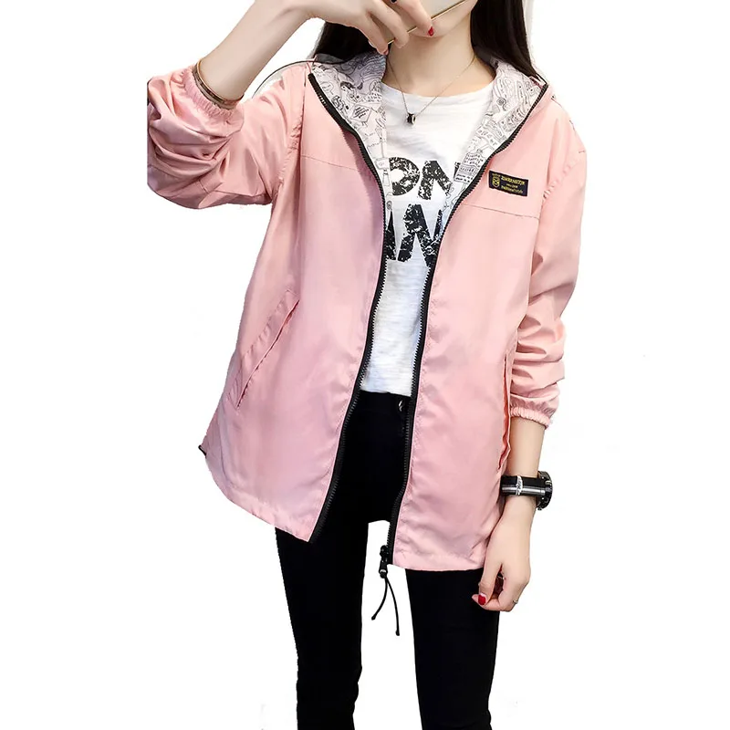 Spring Autumn Women's Basic Jacket Cartoon Print Two-faced Jacket Loose Coat Windbreaker Women's College Wind Jacket A19
Spring Autumn Women's Basic Jacket Cartoon Print Two-faced Jacket Loose Coat Windbreaker Women's College Wind Jacket A19