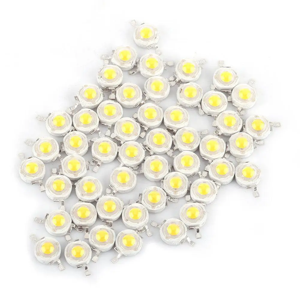 

50pcs 1W LED Chips High Power Diode White Light-Emitting Light Bulb Two-electrode Valve Beads 110-120 lm 3V-3.4V 6000-6500K