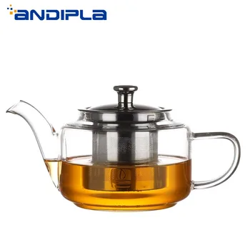 300-850ml Heat Resistant Glass Teapots with Stainless Steel Filter Kettle Lemon Flower Tea Pot Coffee Pots Accessories Drinkware