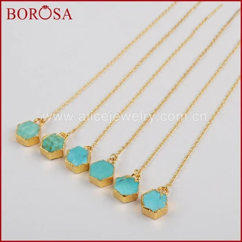 BOROSA Hexagon Turquoises Gold Threader Earrings for Women, Fashion Druzy Drop Dangle Earrings Gems Jewelry G1348
BOROSA Hexagon Turquoises Gold Threader Earrings for Women, Fashion Druzy Drop Dangle Earrings Gems Jewelry G1348