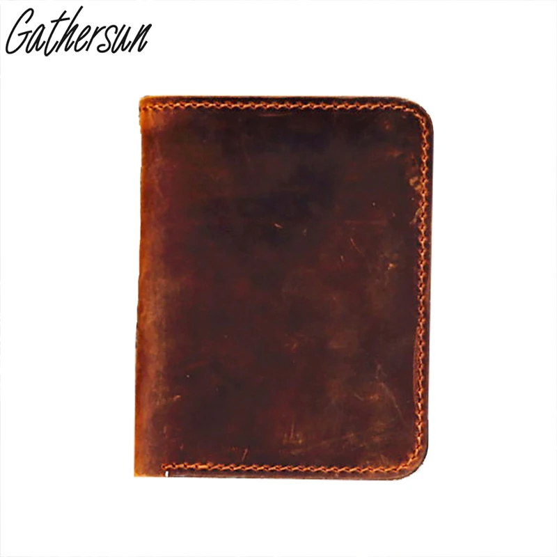 Image Handmade quality head layer cowhide brief paragraph wallet crazy horse leather wallet man purse style restoring ancient ways