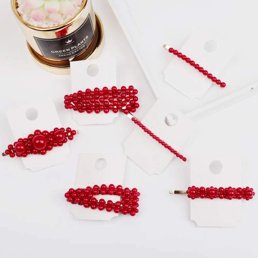 1Pcs New Arrival Korea Fashion Red Pearl Metallic Gold Hair Clip Sweet Girl Wedding Hair Design Accessories Hair Styling Tools
1Pcs New Arrival Korea Fashion Red Pearl Metallic Gold Hair Clip Sweet Girl Wedding Hair Design Accessories Hair Styling Tools