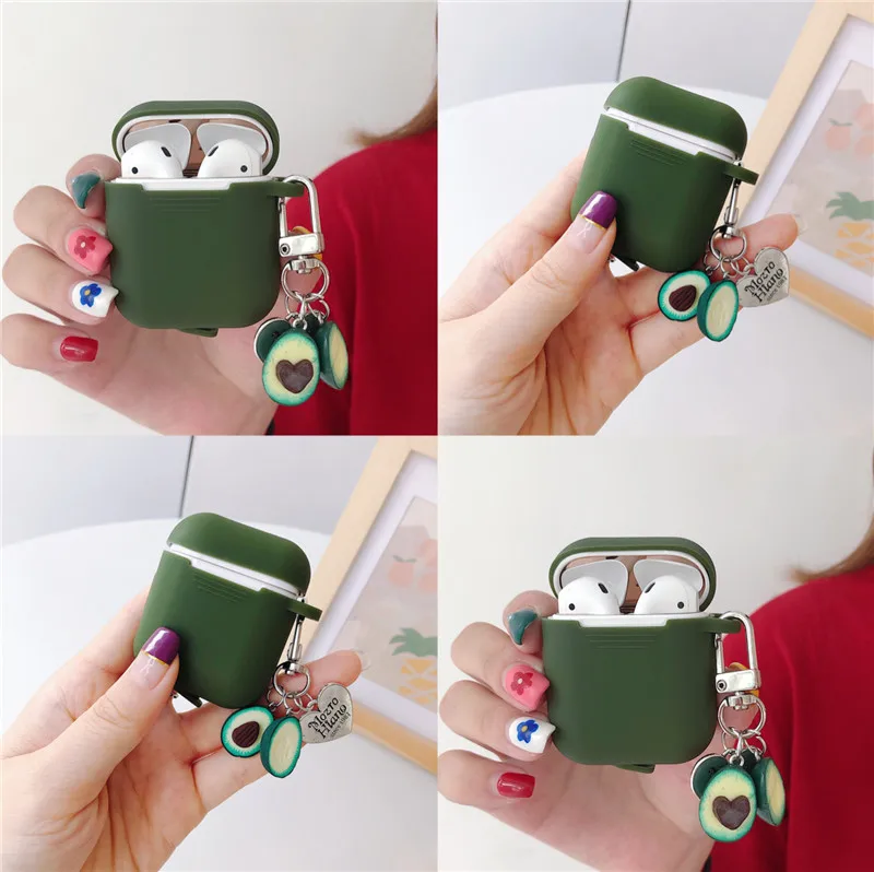 Silicone Protection earphone Cases with Popular Cute Avocado Keychain Pendant For Apple Airpods 1 2 Shockproof Headphone Cover
Silicone Protection earphone Cases with Popular Cute Avocado Keychain Pendant For Apple Airpods 1 2 Shockproof Headphone Cover