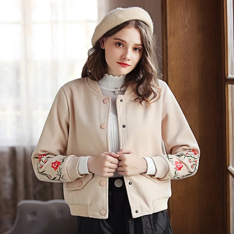 Sweet O-neck Short Wool Coat Covered Botton Wool Blend Coat and Jacket Embroidery Solid Women Coats Autumn Winter
Sweet O-neck Short Wool Coat Covered Botton Wool Blend Coat and Jacket Embroidery Solid Women Coats Autumn Winter