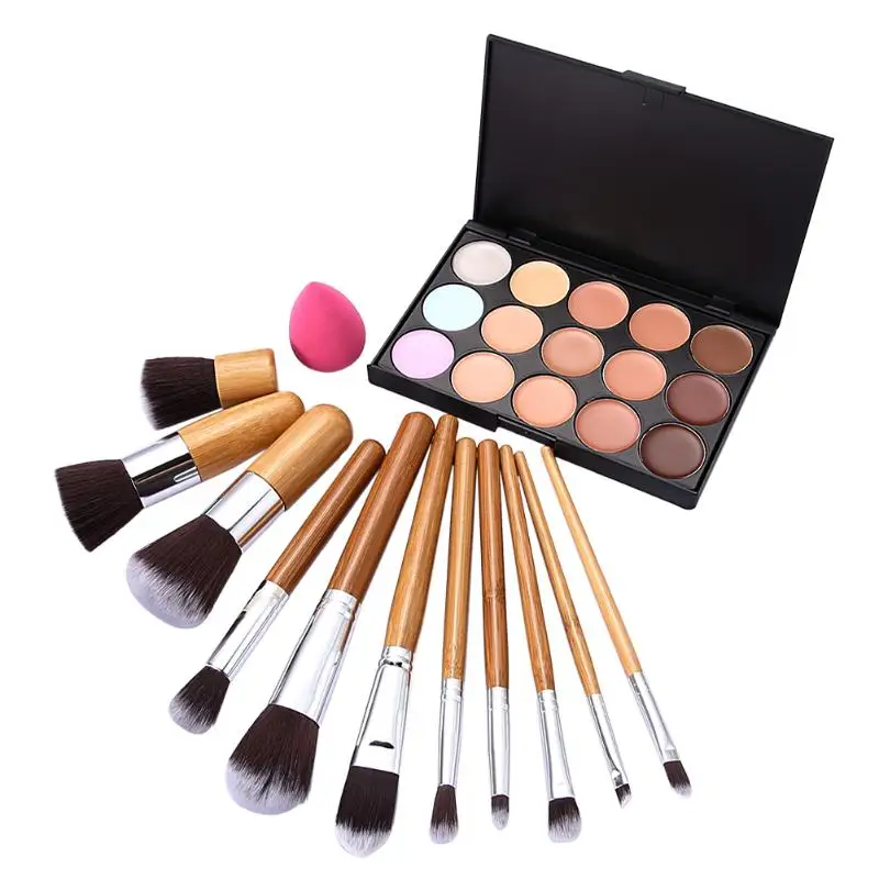 11pcs MakeUp Brushes Kit 15 Colors Concealer Palette Sponge Puff Makeup Set Kits Pro Facial Contour Palette durable high quality
11pcs MakeUp Brushes Kit 15 Colors Concealer Palette Sponge Puff Makeup Set Kits Pro Facial Contour Palette durable high quality