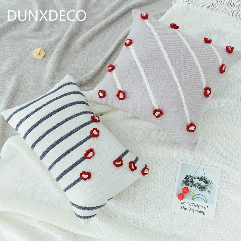DUNXDECO Cushion Cover Decorative Pillow Case Cotton Knitting Fresh Mini Flora Stripe Embroidery Coussin Room Bedding Decoration
DUNXDECO Cushion Cover Decorative Pillow Case Cotton Knitting Fresh Mini Flora Stripe Embroidery Coussin Room Bedding Decoration
