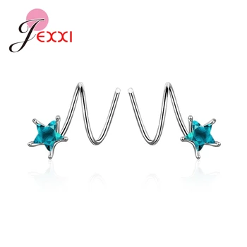 New Personality Design Real 925 Sterling Silver Earrings For Women Trendy Blue Stars Stylish Wedding Party Brincos
New Personality Design Real 925 Sterling Silver Earrings For Women Trendy Blue Stars Stylish Wedding Party Brincos