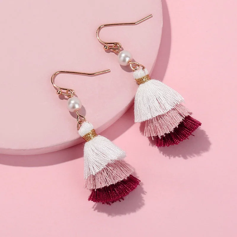 Huidang Mini Pine Tree Shape Color Block Layering Stacked Cotton Tassel Pearl Drop Earrings for Women
Huidang Mini Pine Tree Shape Color Block Layering Stacked Cotton Tassel Pearl Drop Earrings for Women