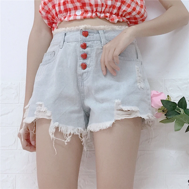 2018 New Women Denim Shorts Harajuku Hole Shorts Strawberry Button Denim Short High Waist Shorts Female #6213
2018 New Women Denim Shorts Harajuku Hole Shorts Strawberry Button Denim Short High Waist Shorts Female #6213