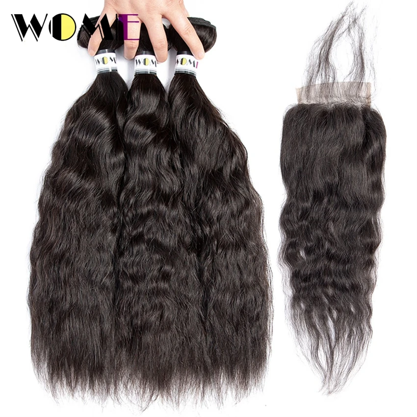 Wome Hair Natural Wave Human Hair Bundles With Closure 4 pcs/lot Brazilian Hair Weave Bundles With Closure Non-Remy Hair Bundles
Wome Hair Natural Wave Human Hair Bundles With Closure 4 pcs/lot Brazilian Hair Weave Bundles With Closure Non-Remy Hair Bundles
