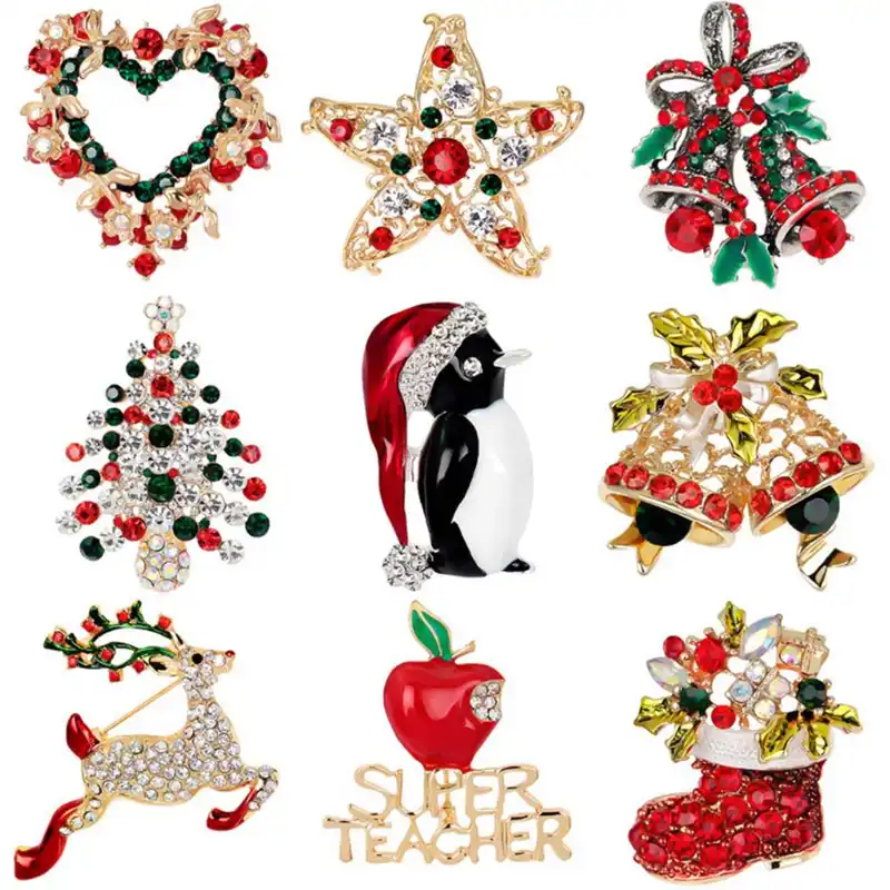 fashion christmas series brooches pin christmas tree bell