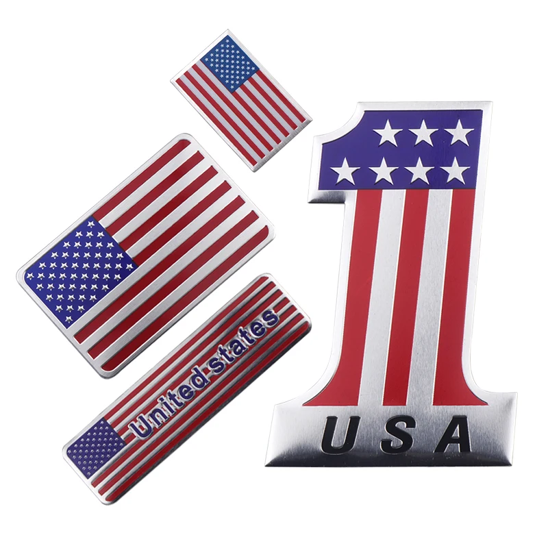 3D металлический сплав США Американский национальный флаг значок наклейка на