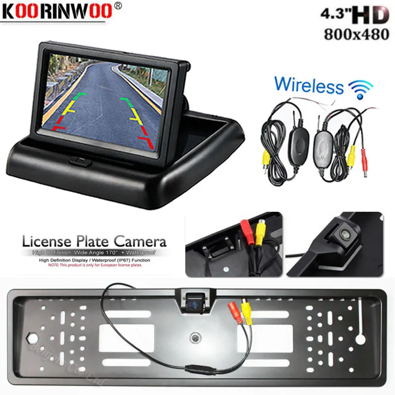Koorinwoo CCD European Car License Plate Frame Rear View Camera Vehicle Wireless Foldable Car Monitor Parking Assist Car-styling
Koorinwoo CCD European Car License Plate Frame Rear View Camera Vehicle Wireless Foldable Car Monitor Parking Assist Car-styling