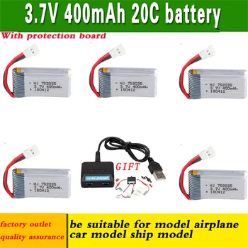 

5PCS 3.7V 20C 400mAh RC Lipo Battery For Syma S107 Li-Po Battery RC Helicopter Part RC Car Boat 3.7V 400mAH 20C XH JST SM Plug