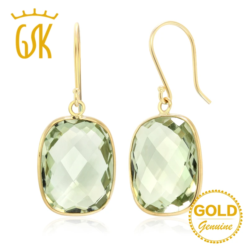 GemStoneKing 18.00 Ct Cushion Checkerboard Cut Natural Green Amethyst 14K Yellow Gold Dangly Elegance Earrings For Women
GemStoneKing 18.00 Ct Cushion Checkerboard Cut Natural Green Amethyst 14K Yellow Gold Dangly Elegance Earrings For Women
