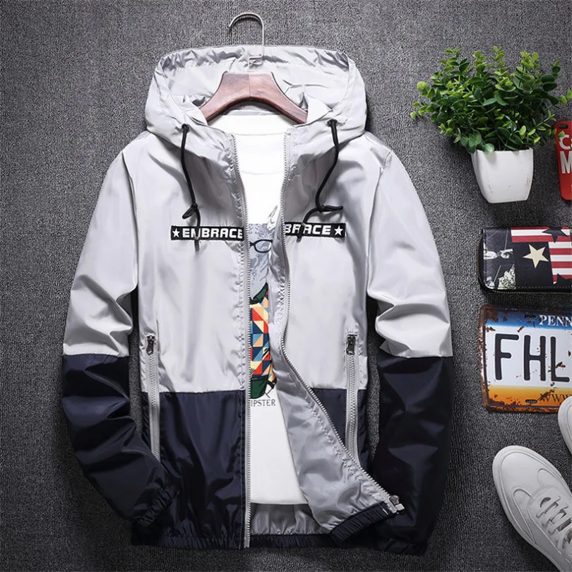 Spring Autumn Bomber Hooded Jacket Men Casual Slim Patchwork Windbreaker Jacket Male Outwear Zipper Thin Coat Brand Clothing 5XL
Spring Autumn Bomber Hooded Jacket Men Casual Slim Patchwork Windbreaker Jacket Male Outwear Zipper Thin Coat Brand Clothing 5XL