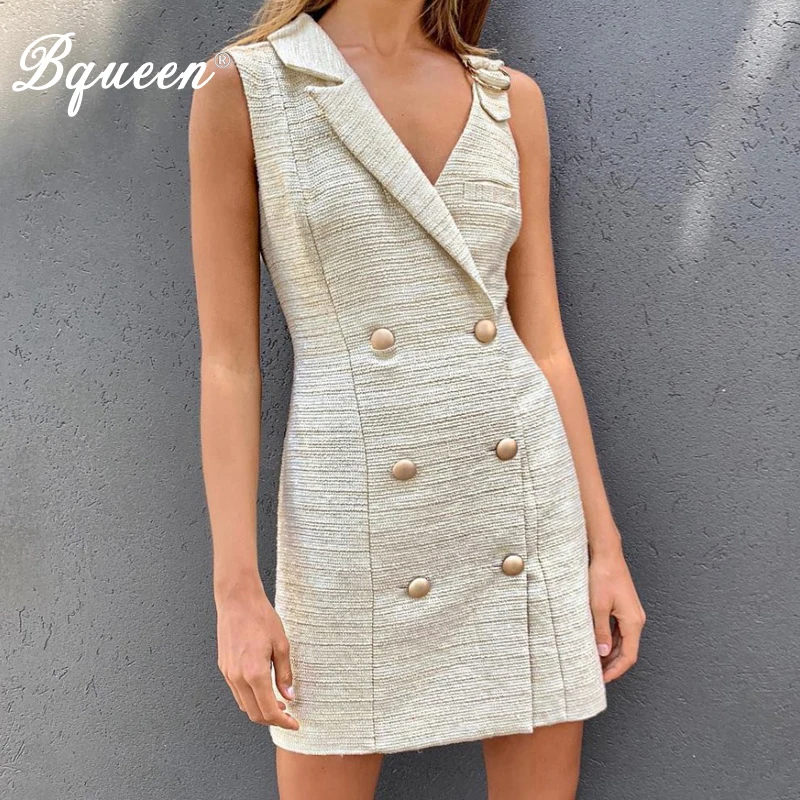 Bqueen 2019 New Women Sexy Solid Sleeveless Deep V Neck Three Breasted Fashion Sexy Office Lady Suit Mini Suit Dress
Bqueen 2019 New Women Sexy Solid Sleeveless Deep V Neck Three Breasted Fashion Sexy Office Lady Suit Mini Suit Dress