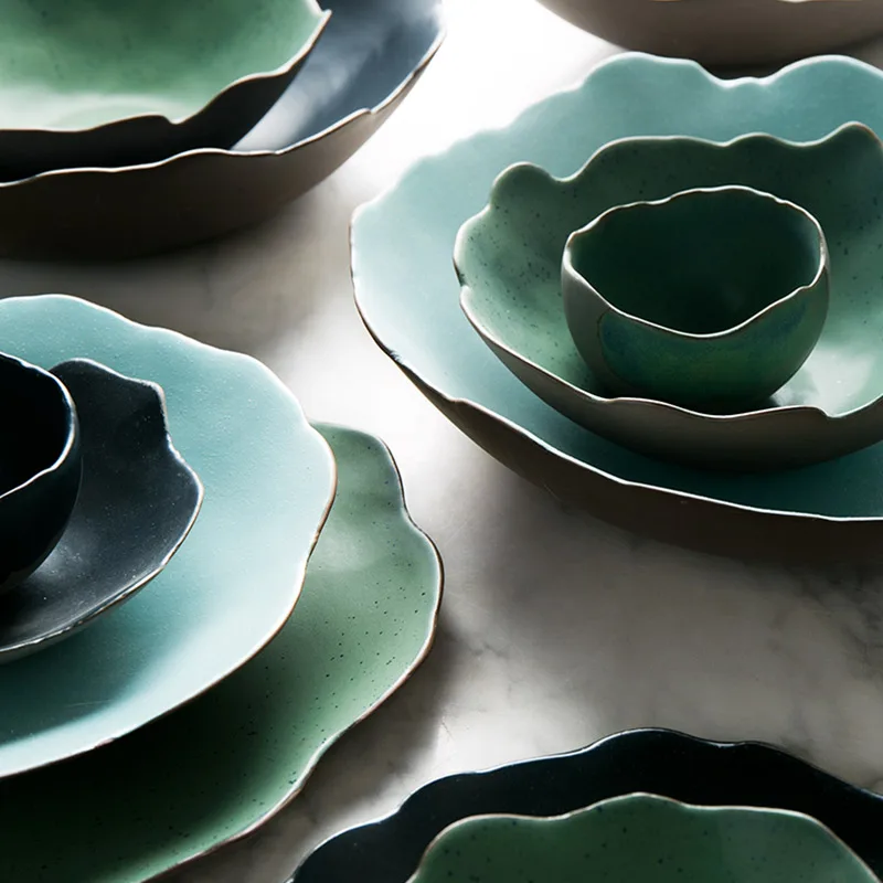 Ceramic Dinnerware Sets Food Dish Plates Rice Bowl Irregular Large Size Plates Green Porcelain Plate Steak Eco-friend
Ceramic Dinnerware Sets Food Dish Plates Rice Bowl Irregular Large Size Plates Green Porcelain Plate Steak Eco-friend