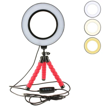 16CM LED Selfie Ring Light Dimmable Lamp with Cradle Mini Flexible Sponge Octopus Tripod Stand For Makeup Video Live Studio Photographer Photograp Fill Light Black Blue Red for Men Women for Gift
16CM LED Selfie Ring Light Dimmable Lamp with Cradle Mini Flexible Sponge Octopus Tripod Stand For Makeup Video Live Studio Photographer Photograp Fill Light Black Blue Red for Men Women for Gift