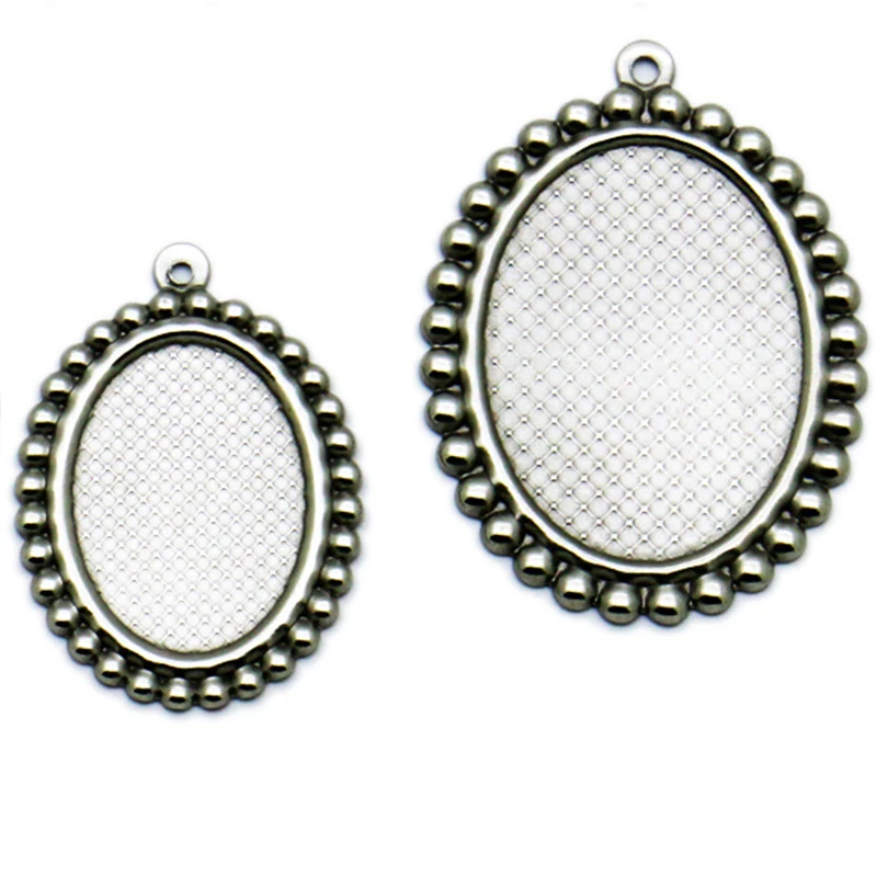 10Pcs/Lot 13*18/18*25mm Stainless Steel Oval Pendant Cabochon Cameo Blank Base Bases Setting Jewelry Accessories Bezel Trays
10Pcs/Lot 13*18/18*25mm Stainless Steel Oval Pendant Cabochon Cameo Blank Base Bases Setting Jewelry Accessories Bezel Trays