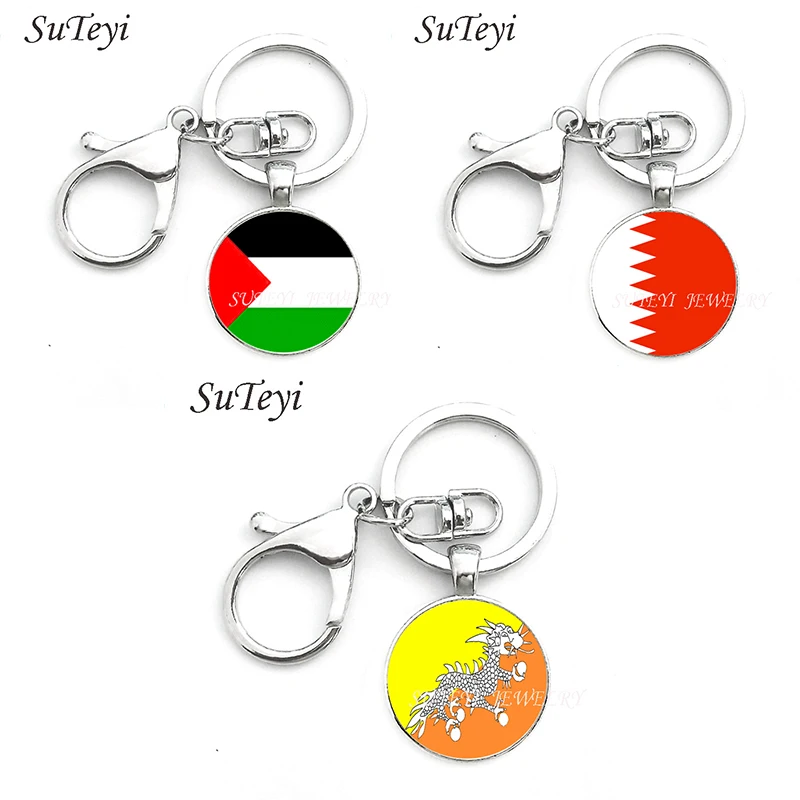 High Quality Palestine and Bahrain and Bhutan Flag Key Ring Round Glass Pendant Key Chain Charm bag/Car Keychain Jewellery
High Quality Palestine and Bahrain and Bhutan Flag Key Ring Round Glass Pendant Key Chain Charm bag/Car Keychain Jewellery