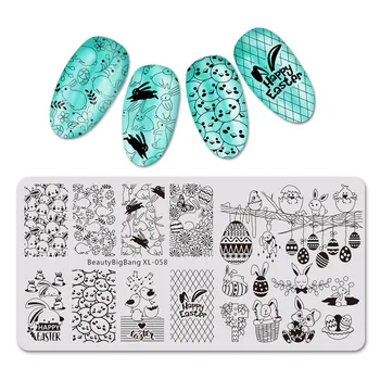 

BeautyBigBang Nail Stamping Plates 6*12cm Cute Rabbit Easter Eggs Lily Image Stamping Plates Stencil For Nail Art Stamper