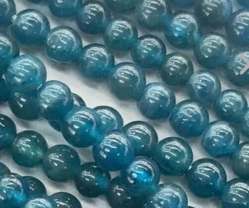 Новые Круглые бусины из апатита с голубыми чернилами диаметром 6 мм 15 дюймов |