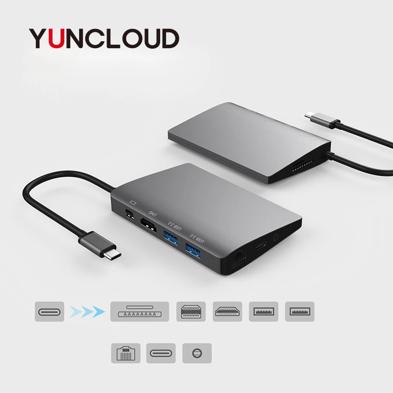 YUNCLOUD USB C 3.1 HUB to HDMI 4K Mini DP Adapter with Gigabit Ethernet Type C Power Delivery SD/TF For Samsung Galaxy S9 S8
YUNCLOUD USB C 3.1 HUB to HDMI 4K Mini DP Adapter with Gigabit Ethernet Type C Power Delivery SD/TF For Samsung Galaxy S9 S8