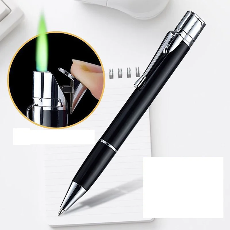 Creative Ball Point Pen Shape Windproof Gas Lighters Adjustable Green Straight Flame Gas Jet Torch Cigar Lighter Gadgets for Men
Creative Ball Point Pen Shape Windproof Gas Lighters Adjustable Green Straight Flame Gas Jet Torch Cigar Lighter Gadgets for Men