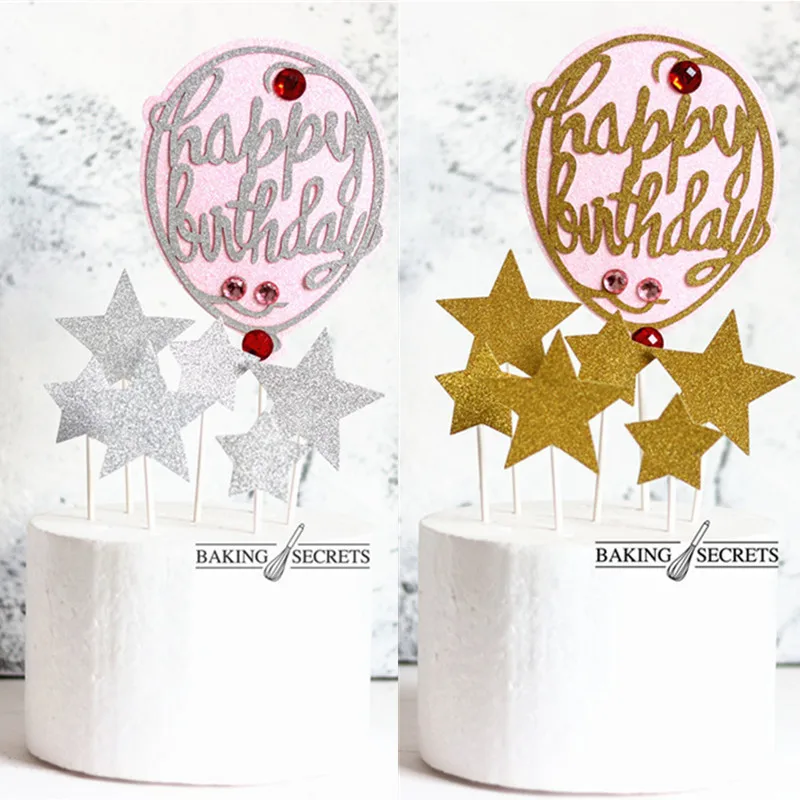 Merry Christmas Party Supplies Decoration Silver Glitter Letters Cake Toppers