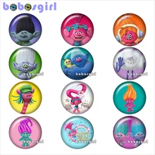 Conjunto mixto de dibujos animados niñas ratón muñeca Alice Trolls Drawfs Minions 18mm cristal botón a presión joyería DIY BP507(China)