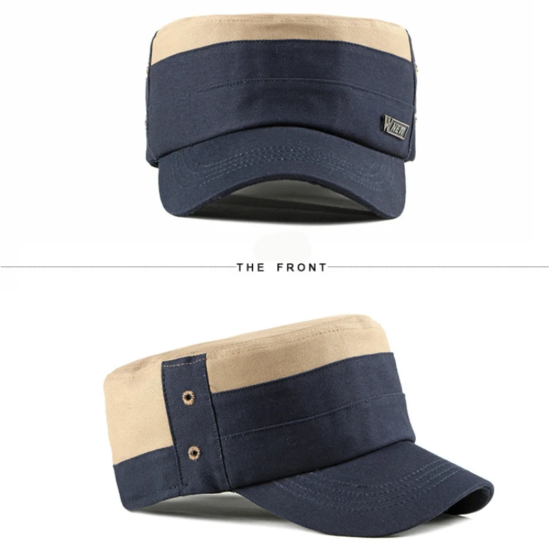 Waliicorners Cotton Baseball Cap Men Women Flat Top Cadet Army Military Cap Adjust Baseball Hat Spring Summer Sun Caps for Men Women 27