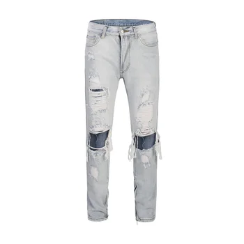 QoolXCWear KANYE WEST Knee Hole Side Zipper Slim Distressed Jeans Men justin bieber Ripped tore up Jeans For Men pants
QoolXCWear KANYE WEST Knee Hole Side Zipper Slim Distressed Jeans Men justin bieber Ripped tore up Jeans For Men pants
