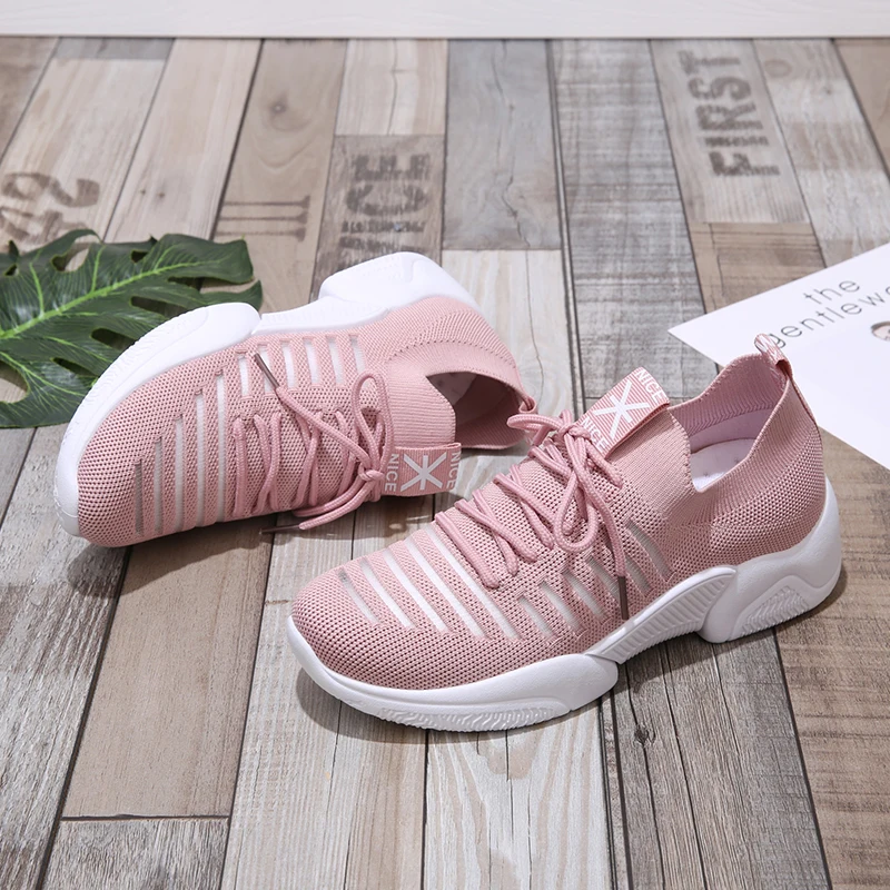 Sneakers Women 2019 Mesh Breathable Sneakers Lace-Up Comfortable Casual Shoes Fashion Shallow Platform Sneakers Vulcanized Shoes