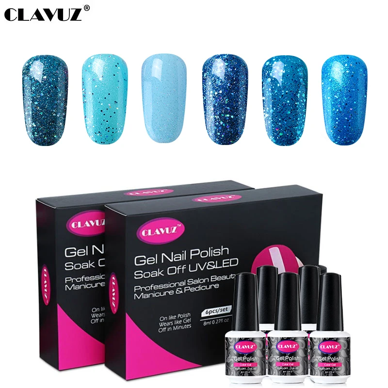 CLAVUZ 6pcs/set UV Nail Gel Polish 36 Blue Color Kit Manicure UV LED Lamp Vanishes 8ml DIY Manicure Art Tools Present Gel Sets
CLAVUZ 6pcs/set UV Nail Gel Polish 36 Blue Color Kit Manicure UV LED Lamp Vanishes 8ml DIY Manicure Art Tools Present Gel Sets