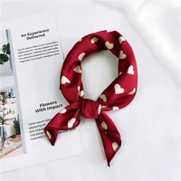 Square Scarf Hair Tie Band For Business Party Women Elegant Small Vintage Skinny Retro Head Neck Silk Satin Scarf image