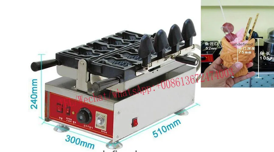 110v 220v Commercial Ice Cream Taiyaki Maker Fish Shaped Cake Maker Stainless Steel with 4 pcs Moulds
110v 220v Commercial Ice Cream Taiyaki Maker Fish Shaped Cake Maker Stainless Steel with 4 pcs Moulds