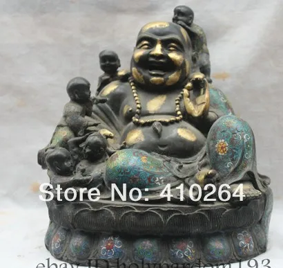 Shipping 11" Old Chinese Bronze 24K Gilt Cloisonne Happy Laugh Buddha & 5 Fu Kids Statue
Shipping 11" Old Chinese Bronze 24K Gilt Cloisonne Happy Laugh Buddha & 5 Fu Kids Statue