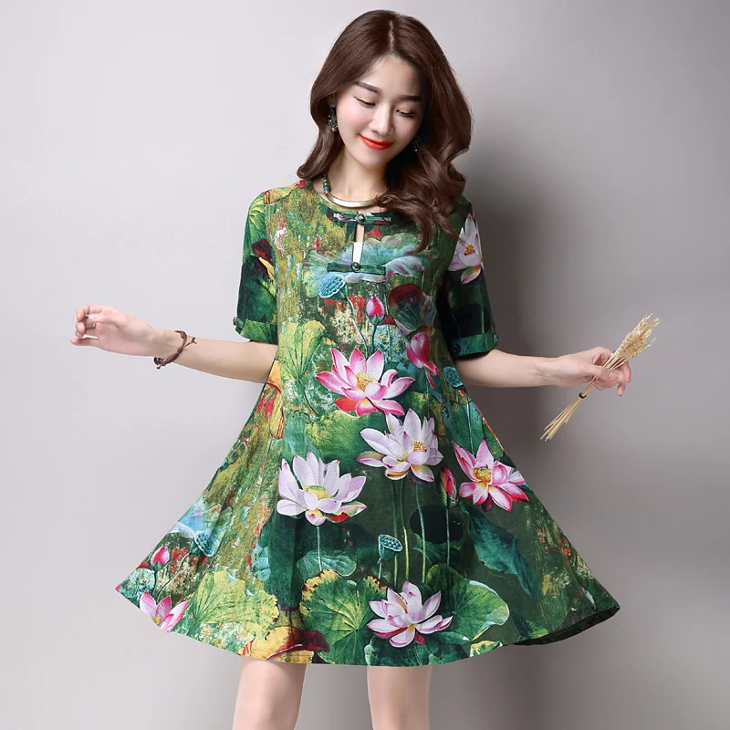 Vintage Ethnic Lotus Style Cotton Linen Dress Large Size Summer Loose Women's Flax Dress Button Pocket 2018 Creative Design 6
Vintage Ethnic Lotus Style Cotton Linen Dress Large Size Summer Loose Women's Flax Dress Button Pocket 2018 Creative Design 6