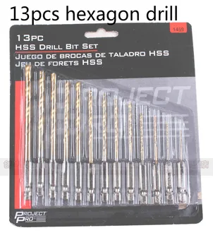 13pcs/lot HSS High Speed Steel Titanium Coated Drill Bit Set 1/4 Hex Shank 1.5-6.5mm for Electric Screwdriver Twist drill
13pcs/lot HSS High Speed Steel Titanium Coated Drill Bit Set 1/4 Hex Shank 1.5-6.5mm for Electric Screwdriver Twist drill
