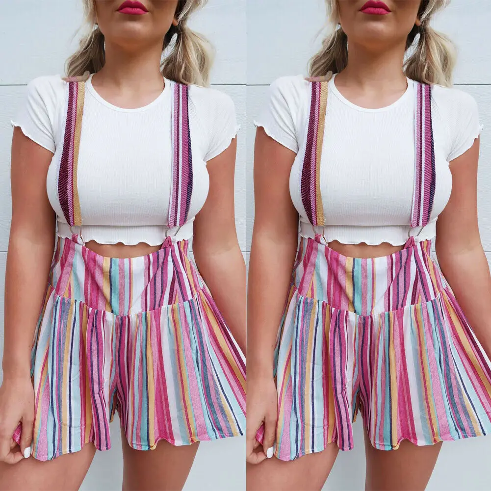 Fashion Women Summer Colorful Striped Shorts Suspender Trousers High Waist Sexy Suspenders Shorts For Gothic Girls
Fashion Women Summer Colorful Striped Shorts Suspender Trousers High Waist Sexy Suspenders Shorts For Gothic Girls