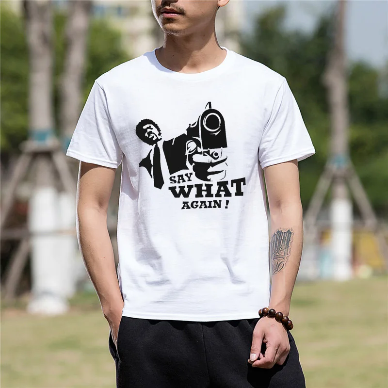 2018 men tshirt t shirt cotton Tee PULP FICTION SAY WHAT AGAIN Funny T Shirt men tee shirt homme tops
2018 men tshirt t shirt cotton Tee PULP FICTION SAY WHAT AGAIN Funny T Shirt men tee shirt homme tops
