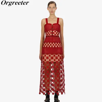 2019 Summer Self portrait Runway Red Lace Long Party Dress Flower Hollow out Knitted Patchwork Spaghetti Strap Lace Dress
2019 Summer Self portrait Runway Red Lace Long Party Dress Flower Hollow out Knitted Patchwork Spaghetti Strap Lace Dress