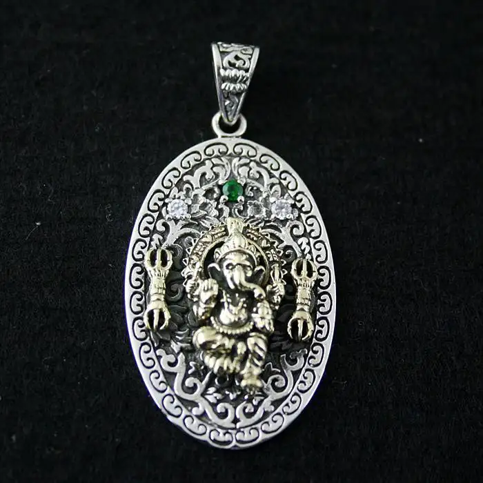

Ov lucky elephant mammographies thai silver carved pendant 925 pure silver pendants