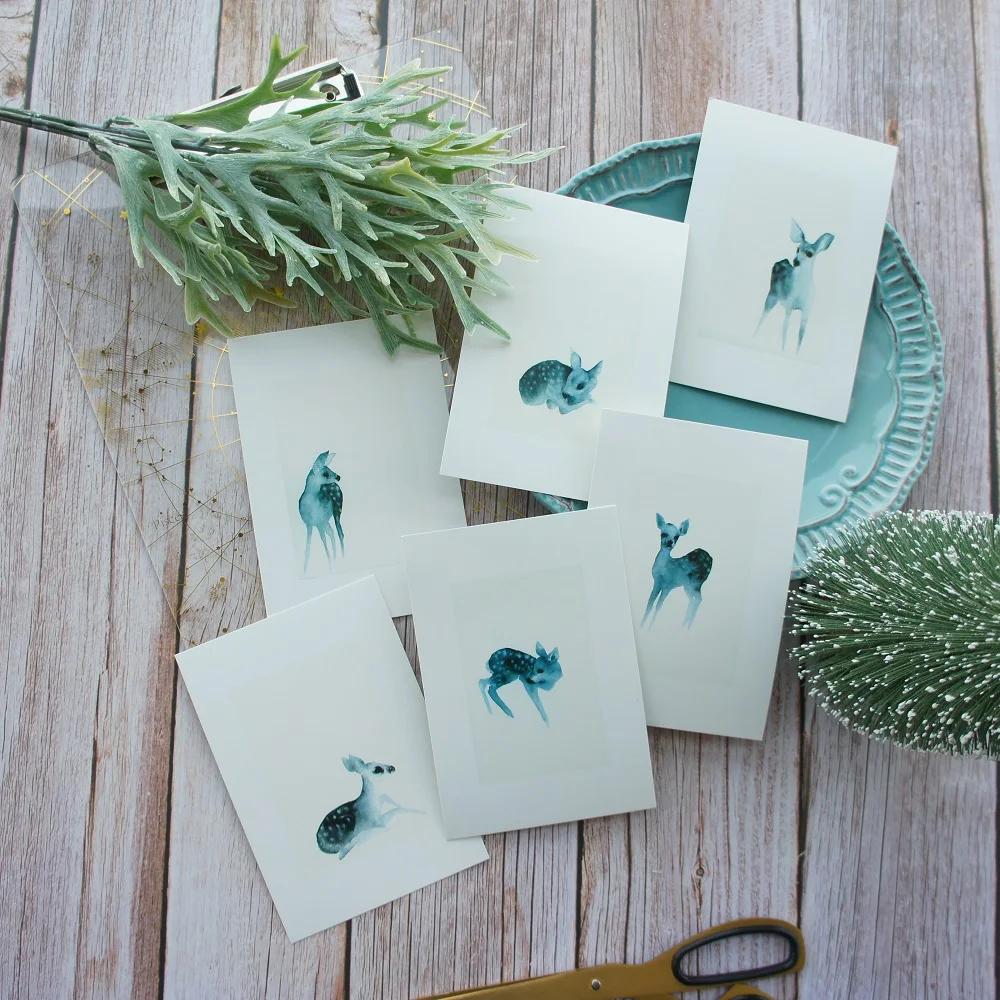 6pcs winter deer watercolor style card as Scrapbooking party invitation DIY Decoration gift card message card postcard
6pcs winter deer watercolor style card as Scrapbooking party invitation DIY Decoration gift card message card postcard