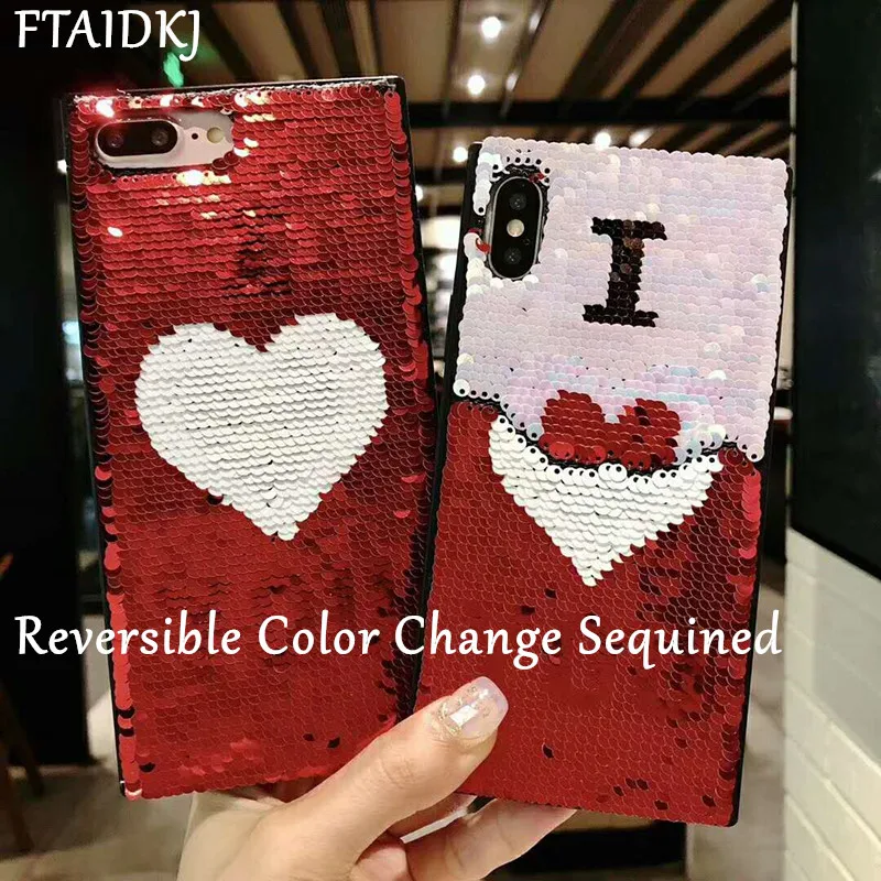 Luxury Reversible Color Change Sequined Phone Case For iPhone X 6 6S 7 8 Plus Love Heart Bling Glitter Back Cover Coque Fundas
Luxury Reversible Color Change Sequined Phone Case For iPhone X 6 6S 7 8 Plus Love Heart Bling Glitter Back Cover Coque Fundas