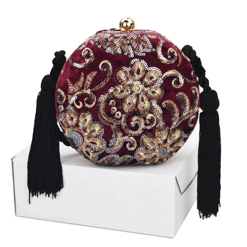 

Fashion Wine Velvet Clutch Bags Women tassels Ball Clutch Shoulder Bags for Ladies Party Purse Wedding Evening Bags A1616
